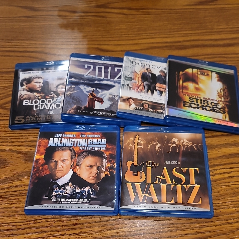 Set of 6 Blu-ray Movie Collection~ Blood Diamond 2012 Reign Over Me Last Waltz